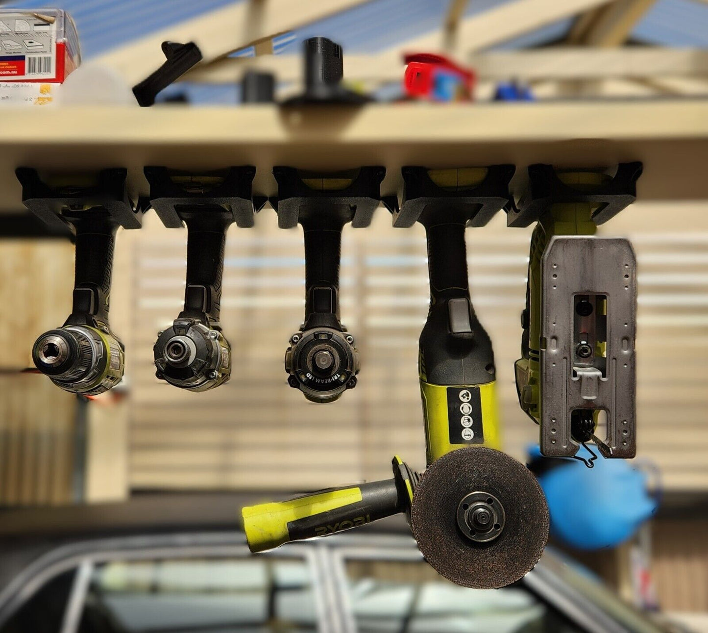 Ryobi Tool Mount for Garage Storage - Gift for the Handyman - Black Twin Pack