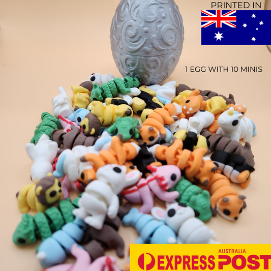 Mini Articulated Animal Packs Mystery Dragon Egg - 10 Collectible Figurines