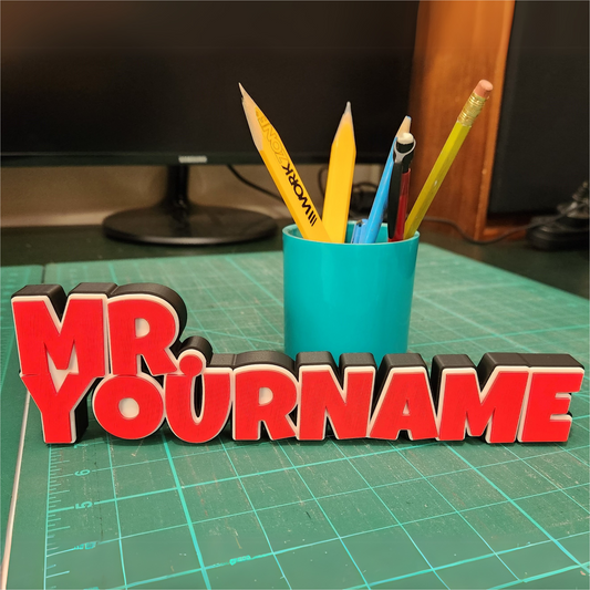 Personalised Name Plate - 3 colour - Desk Decor, Teacher Appreciation Gift, Teacher Name Sign, Male Teacher Gift, Desk Name Sign, Desk Name Plate, New Teacher Gift